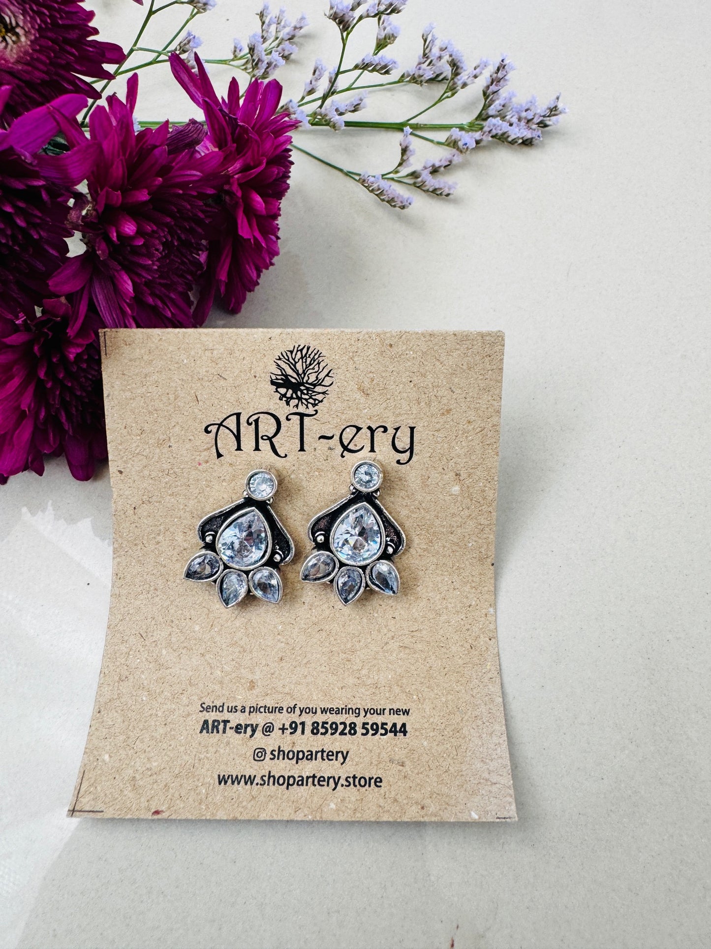 Oxidised silver earrings