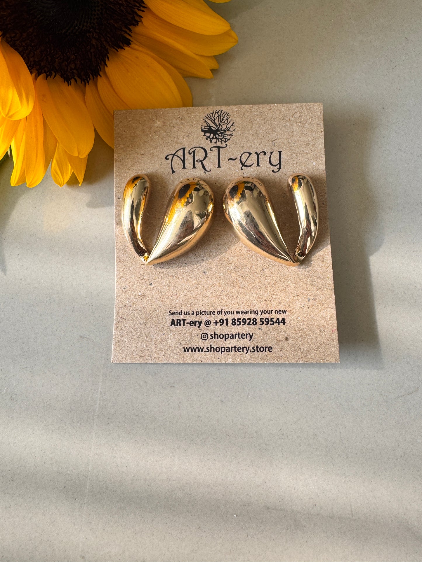 Anti tarnish statement Heart earring