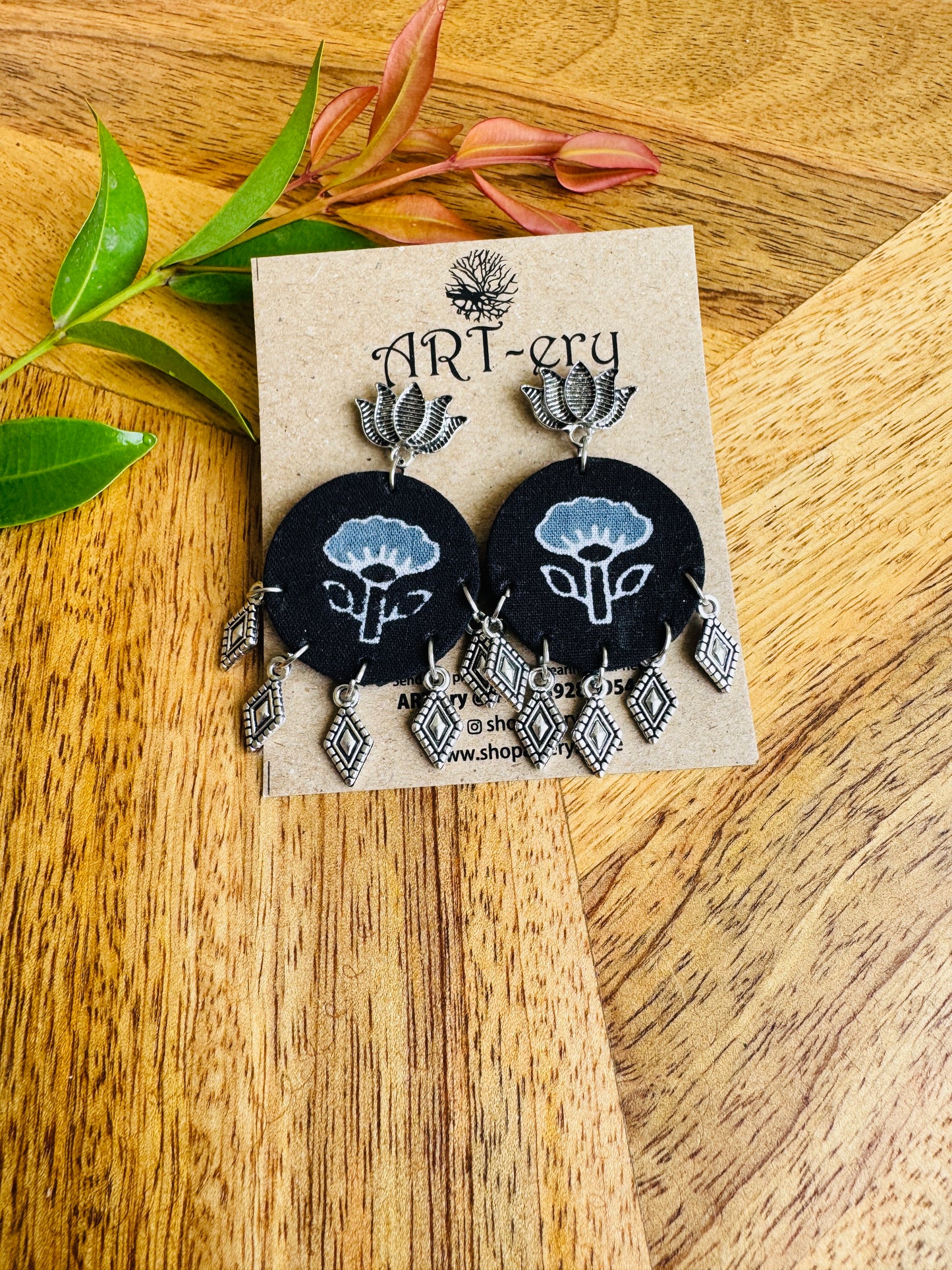 Lightweight Handmade Statement Jewellery - Black printed