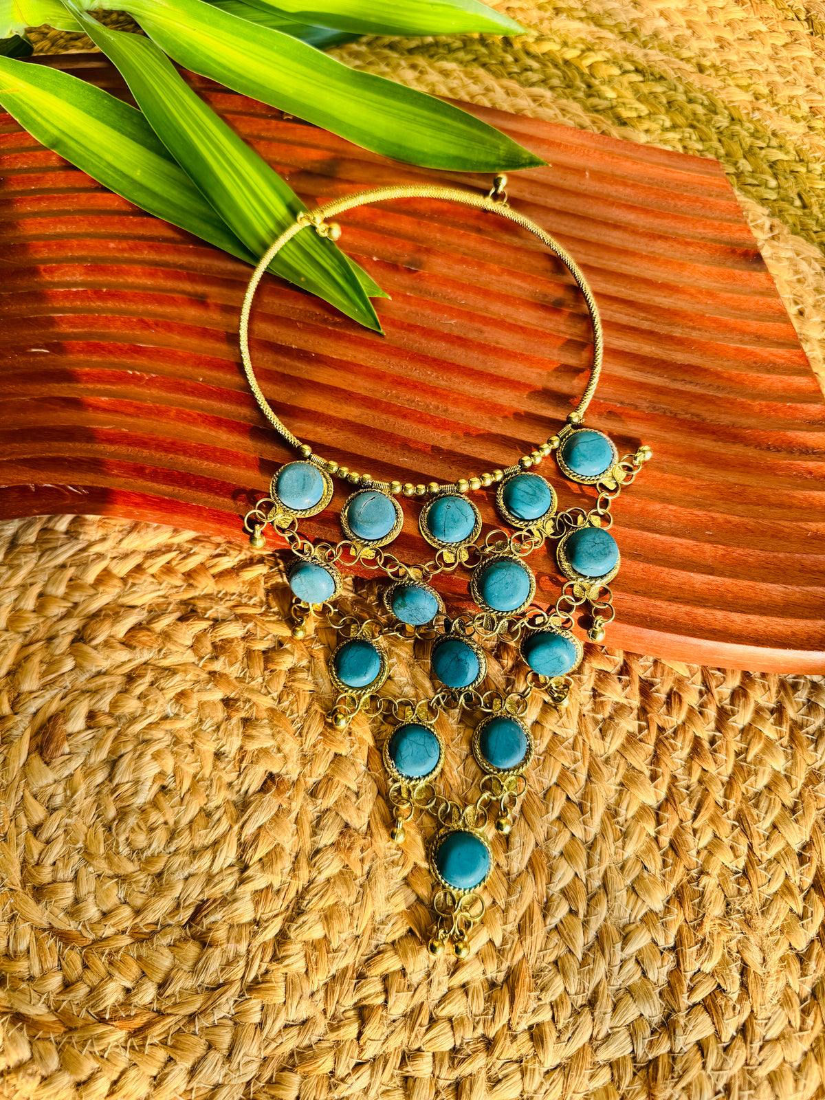 Blue cluster bead necklace