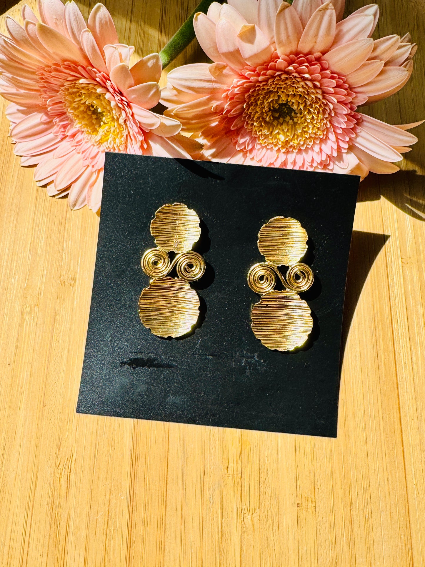Handcrafted Bold Brass Earrings | Premium Indian Jewellery -Textured infinity stud