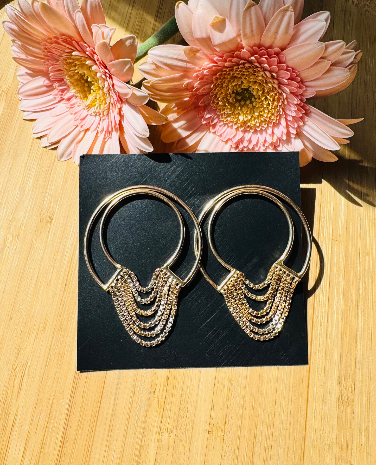 Handcrafted Bold Brass Earrings | Premium Indian Jewellery - Multiple chain detailing