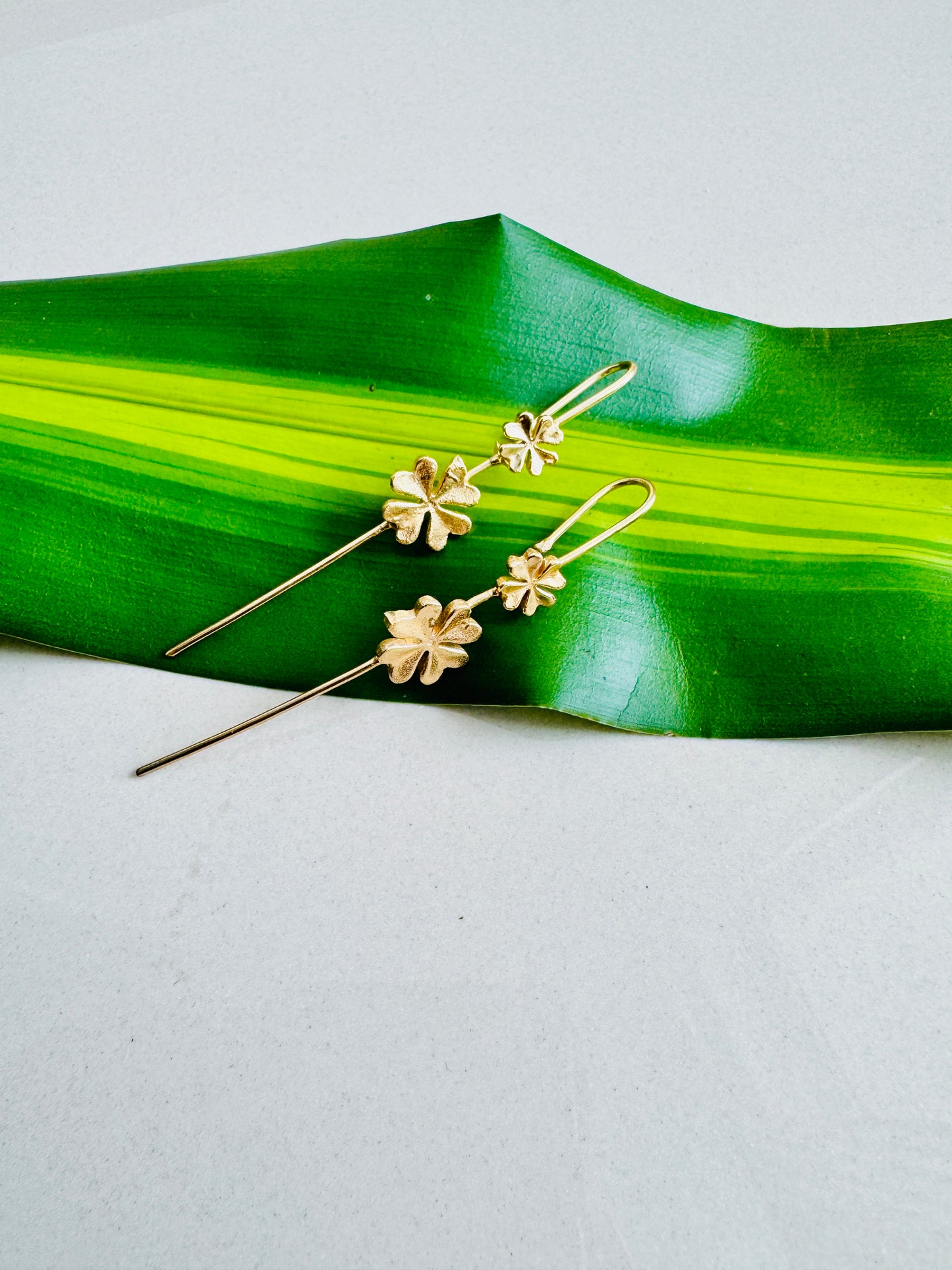 Lightweight Brass Pin Earrings | Gold Tone Onam Collection - Lucky charm