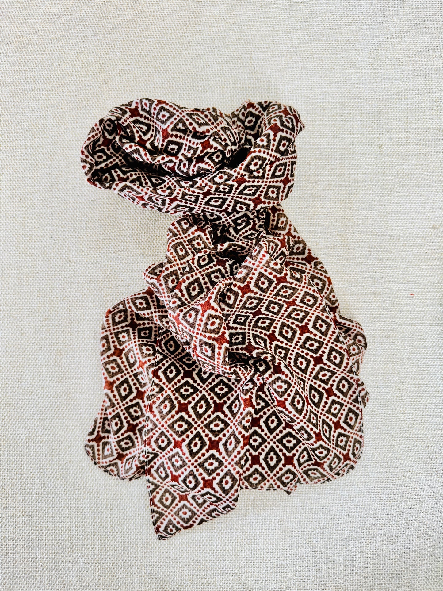 Lightweight Printed Poly-Cotton Scarf for Women Brown earthy tone scarf