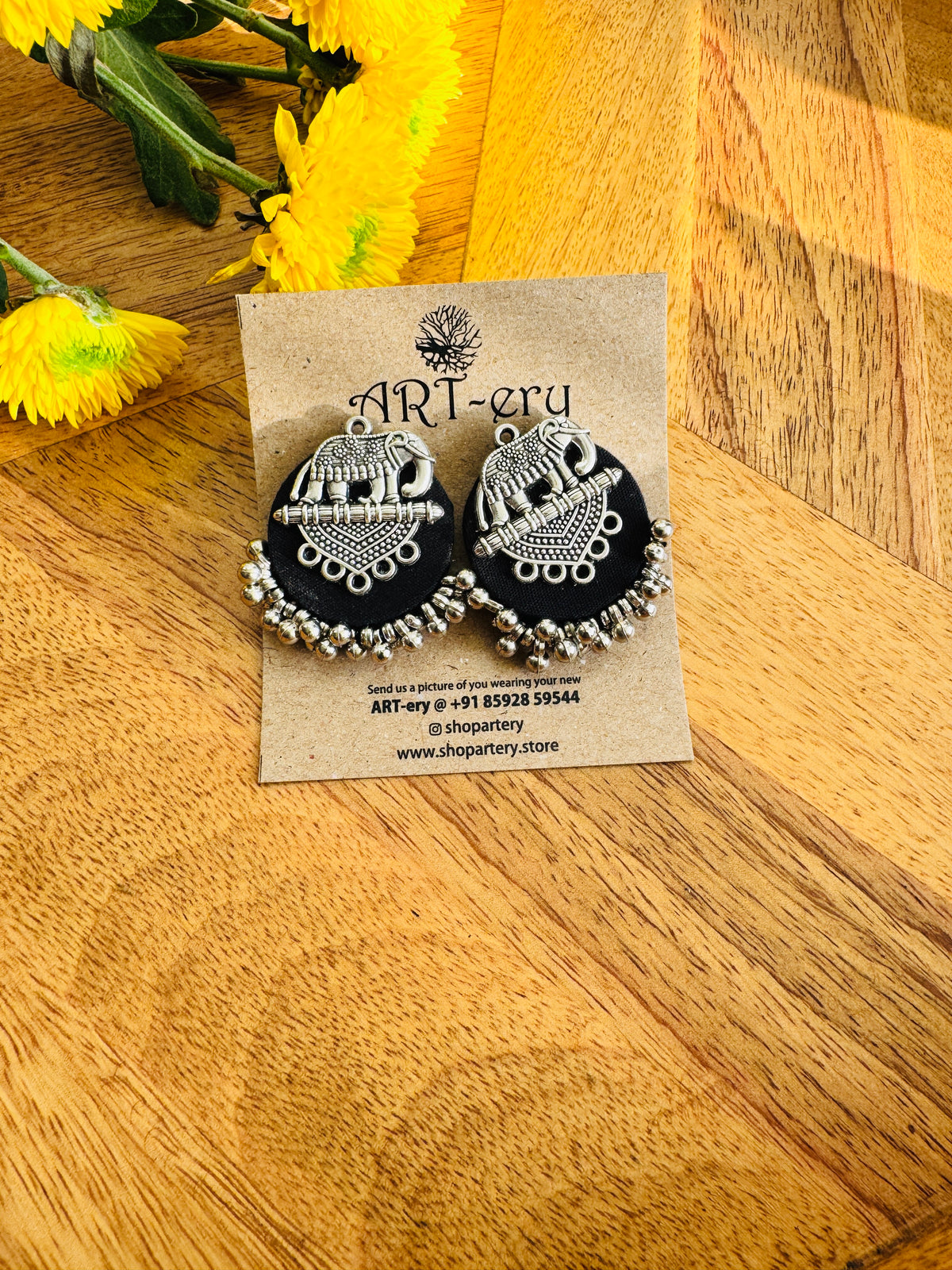 Fabric earrings - elephant stud