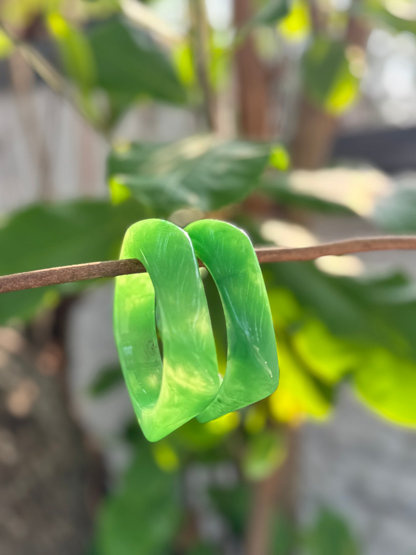 Handmade Acrylic Glossy Bangle – Statement Neon Lime | Single Piece | Size 2.6