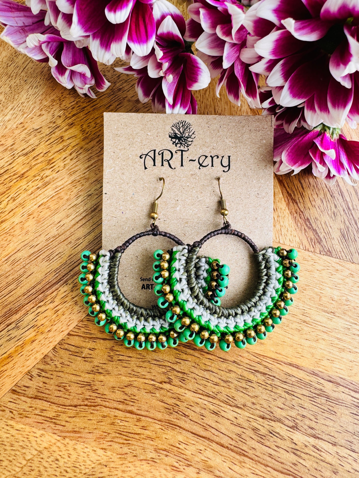 Colorful Beaded Thread Dangler Earrings – Handmade by Far East Artisans | ART-ery Jewellery