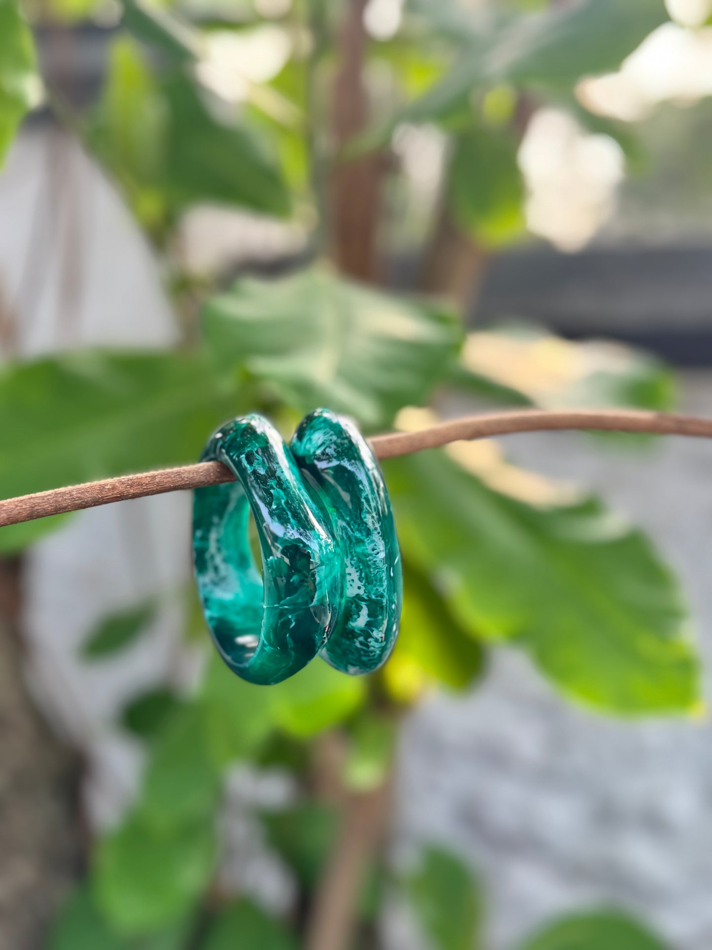 Handmade Acrylic Glossy Bangle – Statement Dark green Triangle bangle | Single Piece | Size 2.4