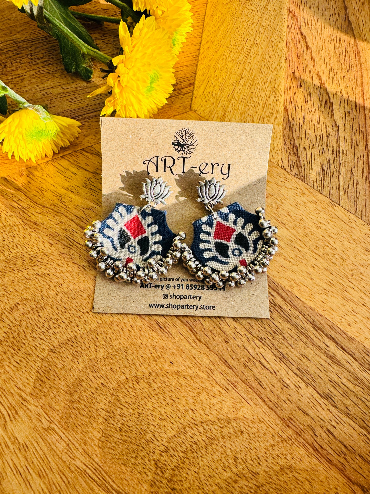 Fabric earrings - gungroo lotus earring