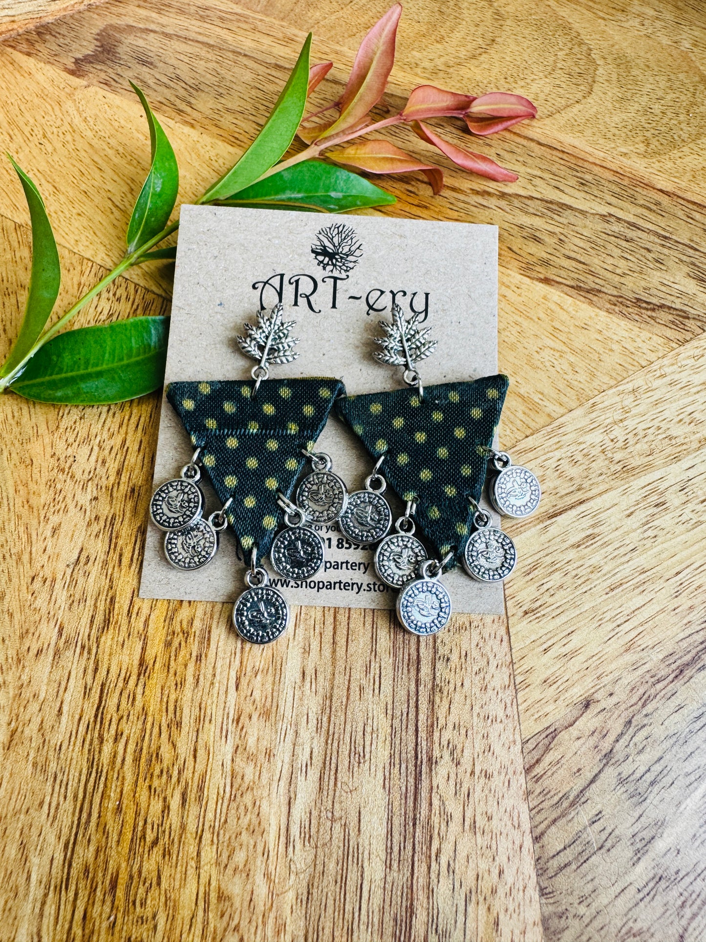 Lightweight Handmade Statement Jewellery - Triangle with coin tassel