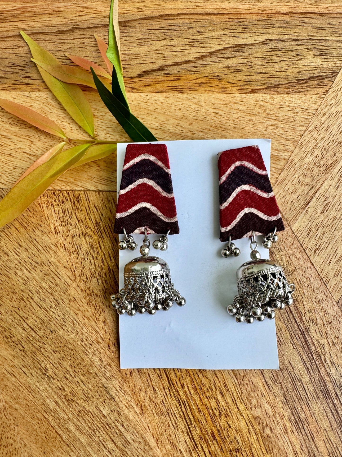 Fabric earrings lightweight earrings - Zig zag