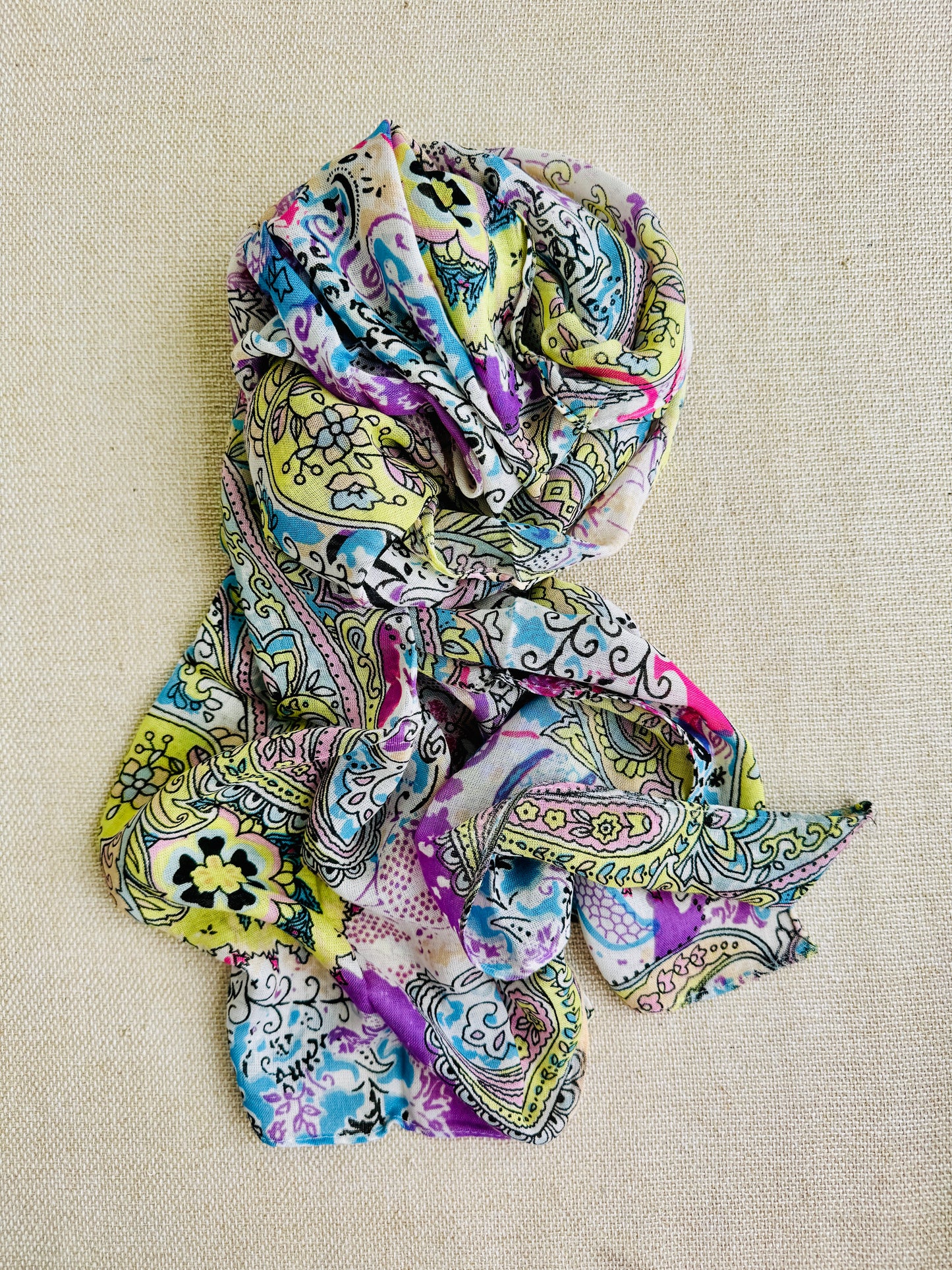 Bright poly cotton scarf - Lightweight long stole - Pastel stole