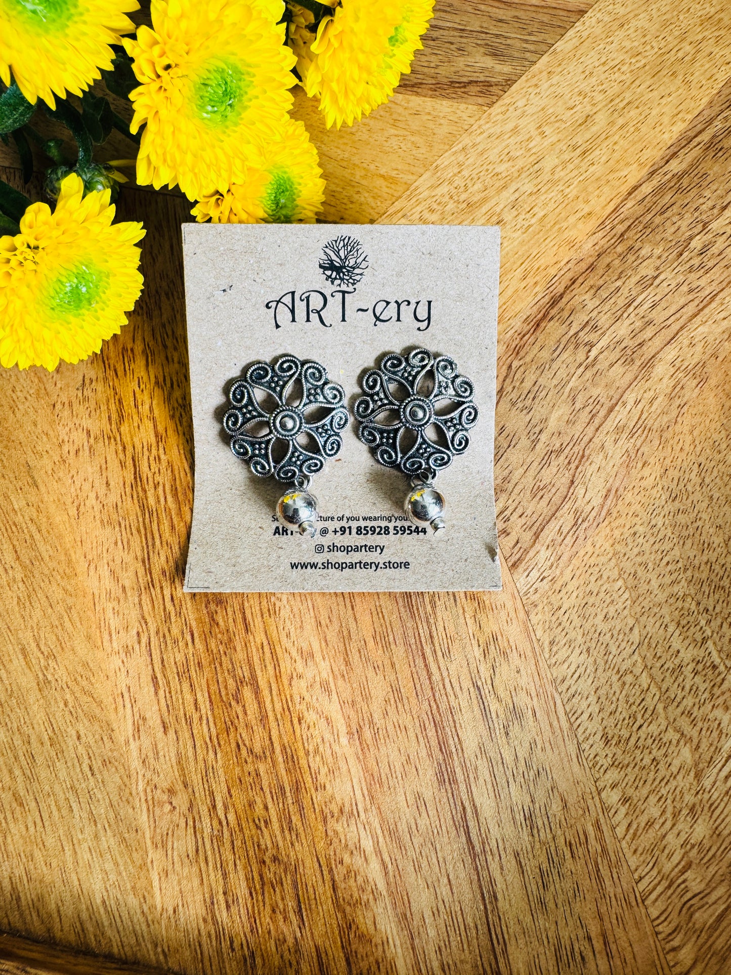 Oxidised silver earrings