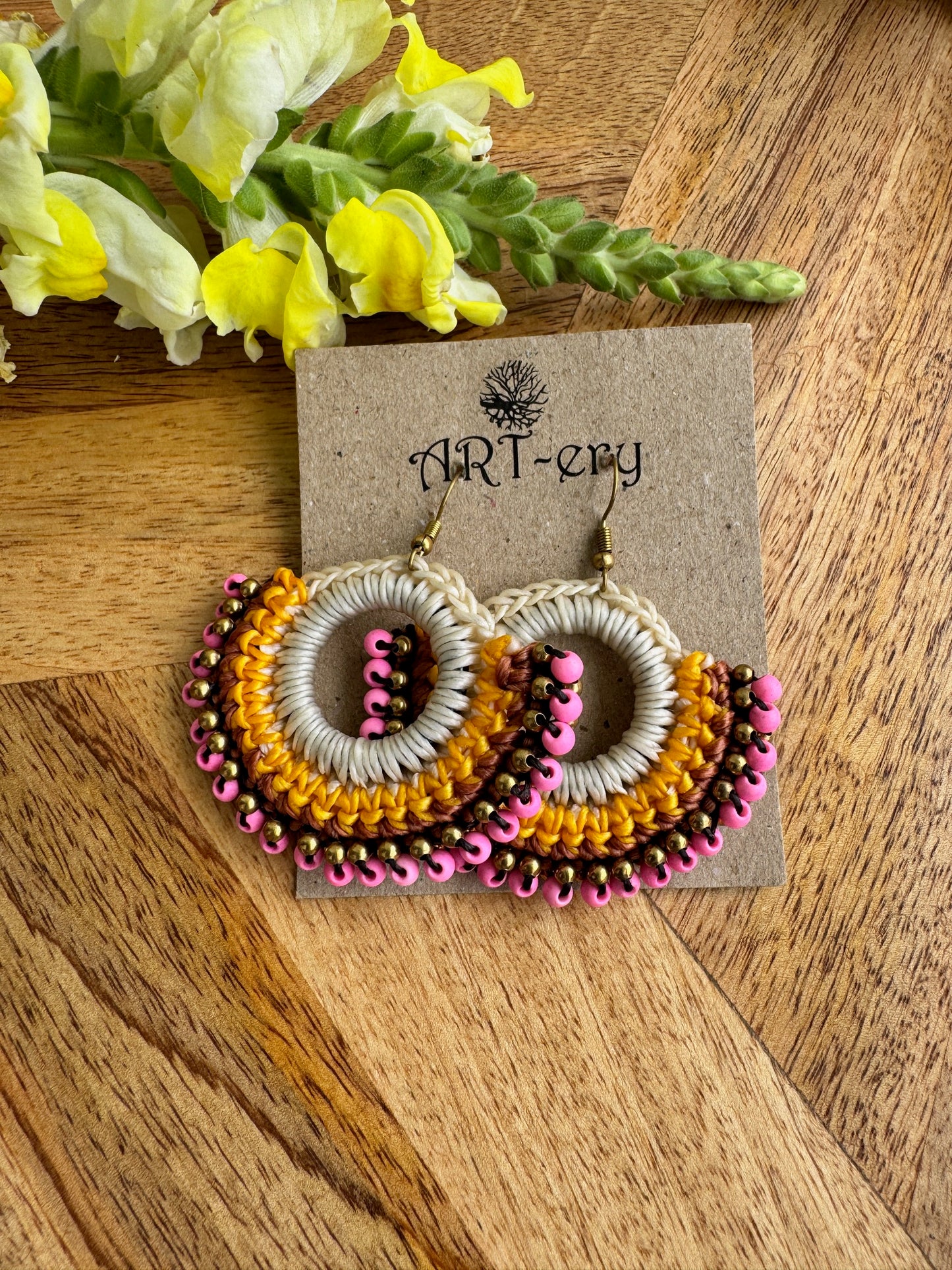 Colorful Beaded Thread Dangler Earrings – Handmade by Far East Artisans | ART-ery Jewellery