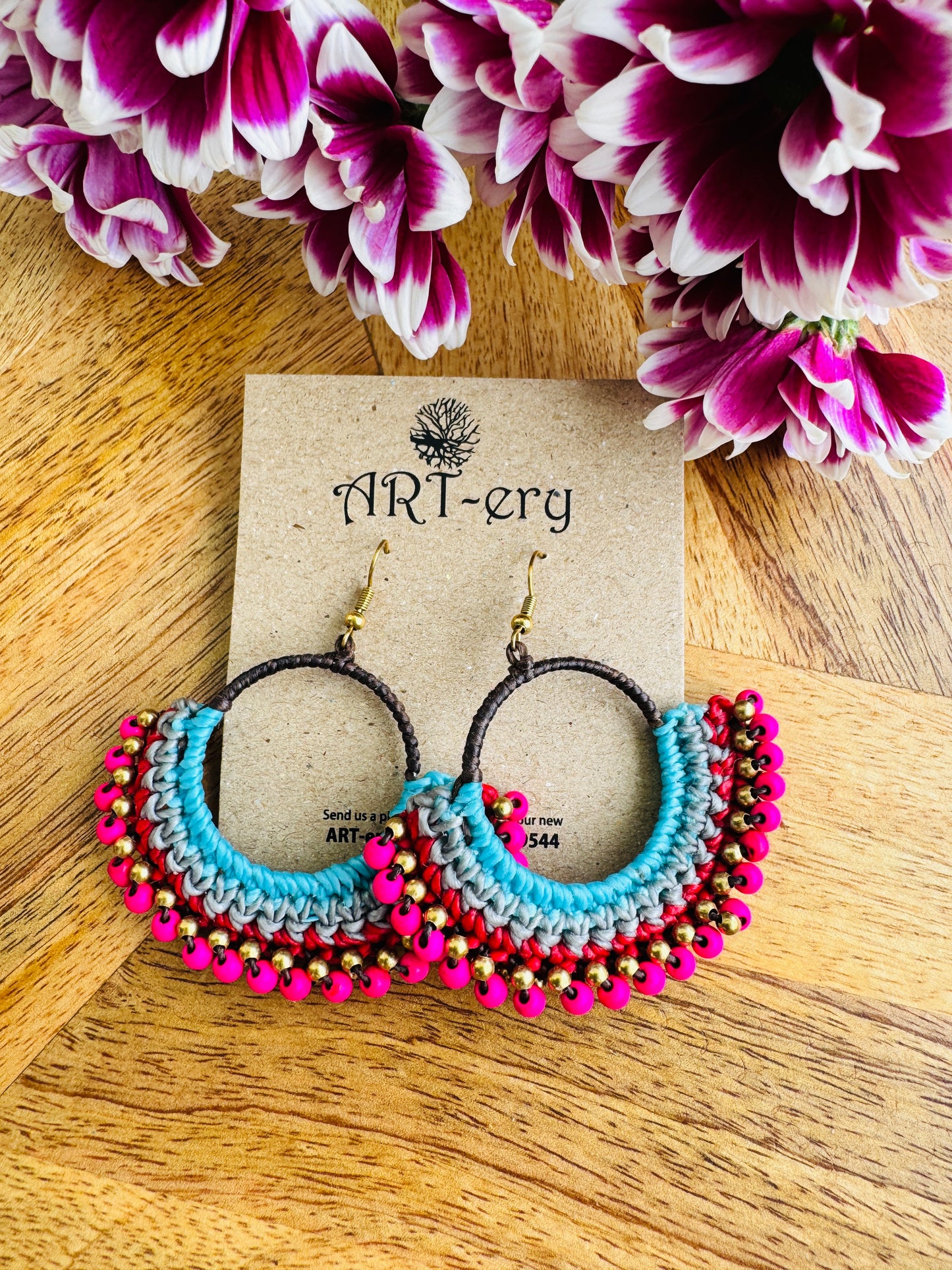 Colorful Beaded Thread Dangler Earrings – Handmade by Far East Artisans | ART-ery Jewellery