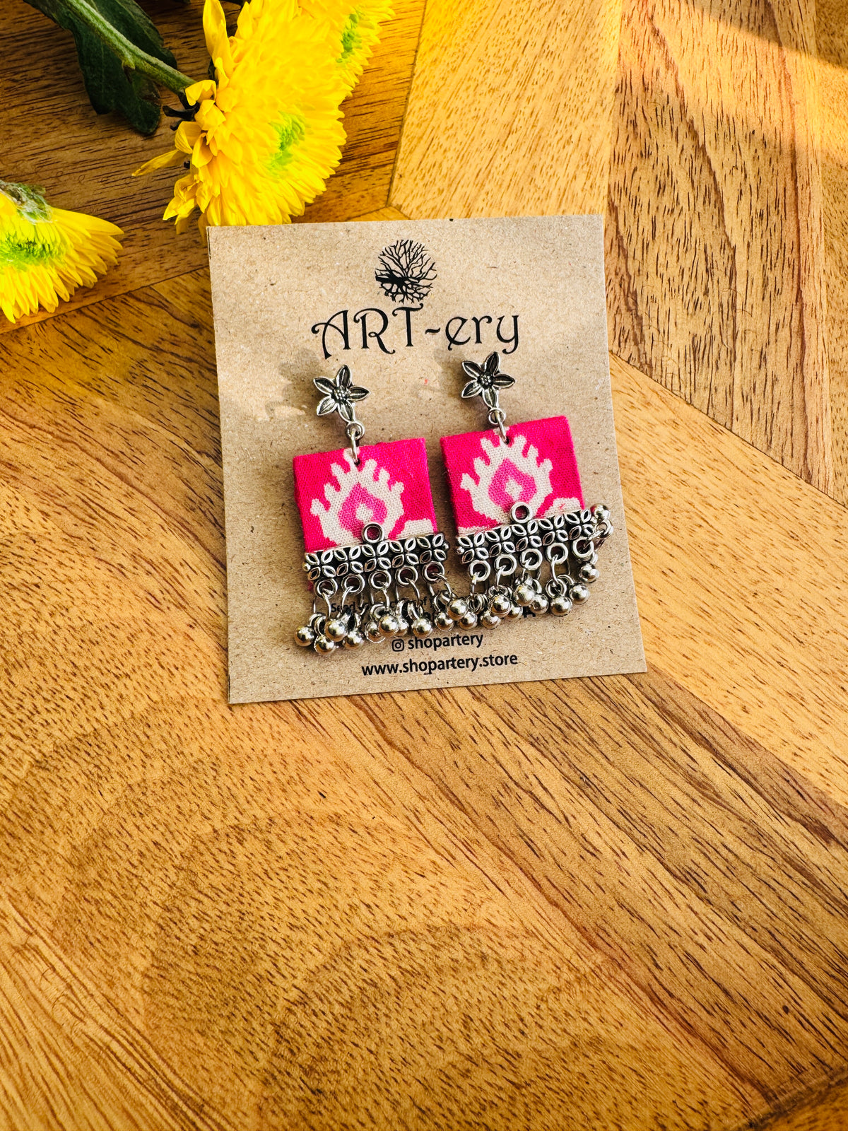 Fabric earrings - Pink
