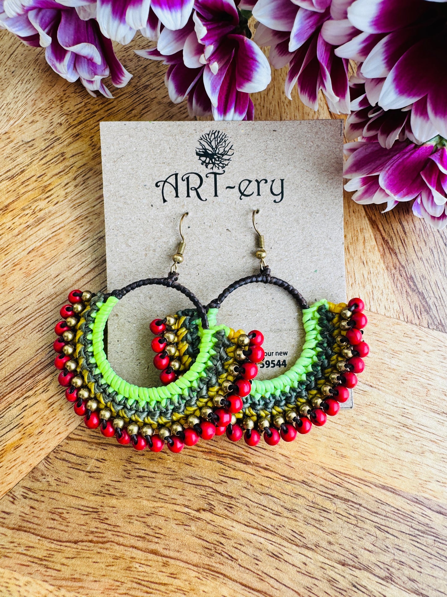 Colorful Beaded Thread Dangler Earrings – Handmade by Far East Artisans | ART-ery Jewellery