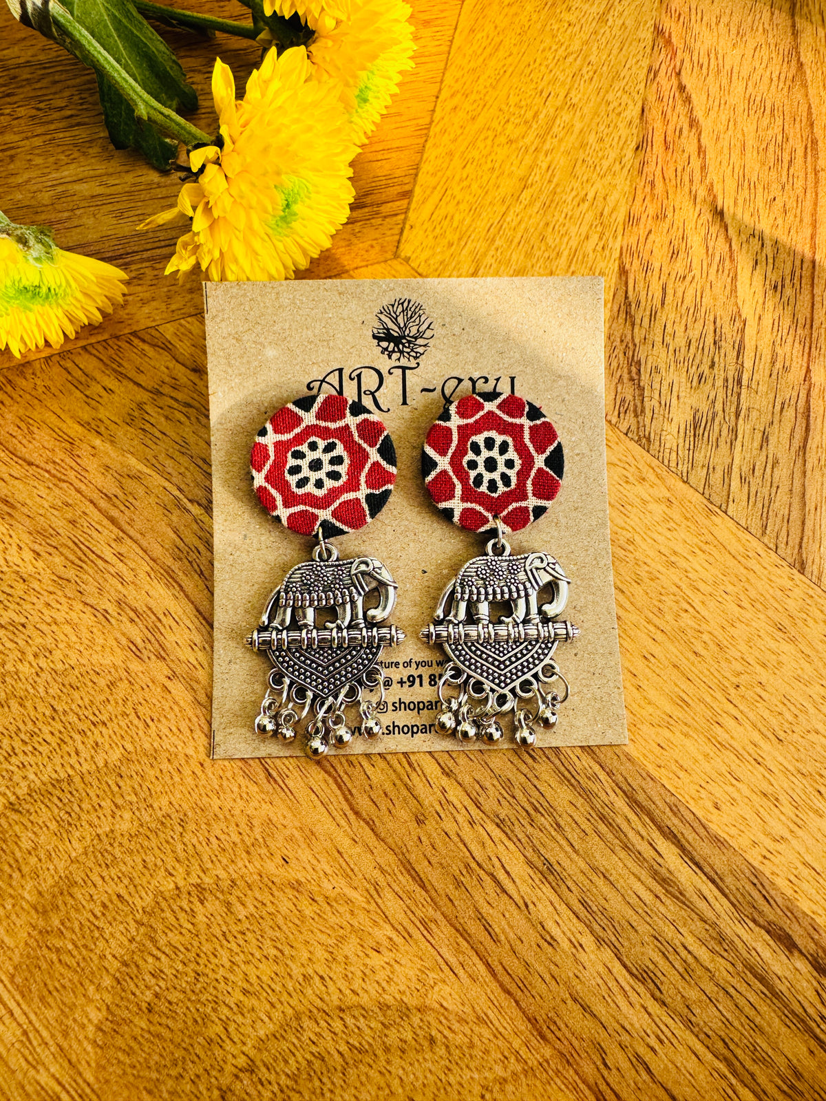 Fabric earrings - Bright red earring