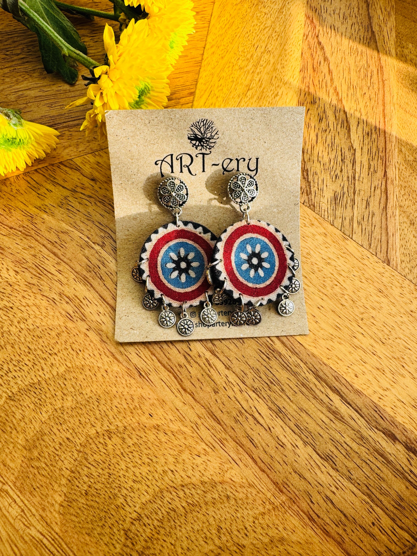 Fabric earrings - Round printed earrings