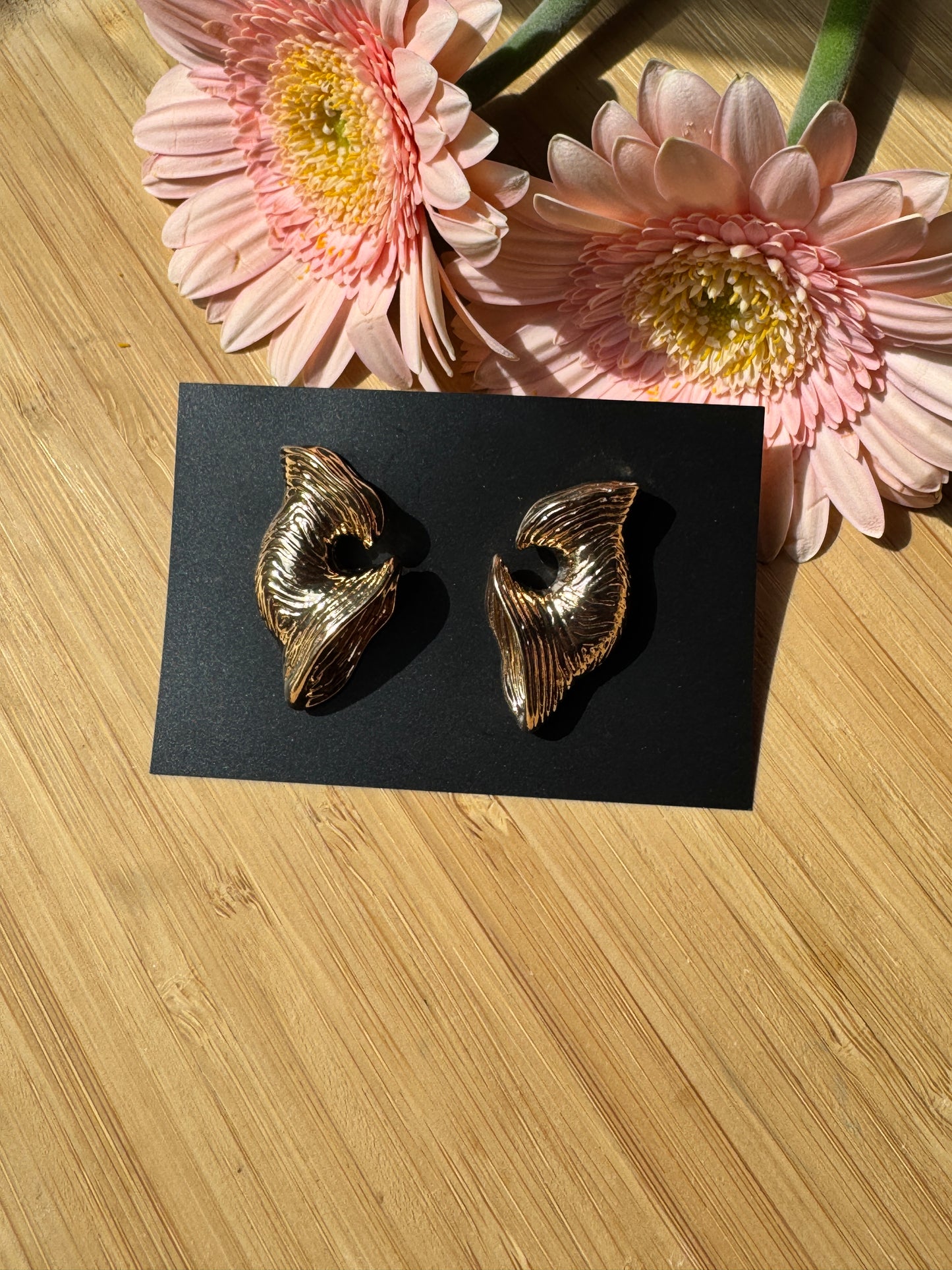 Handcrafted Bold Brass Earrings | Premium Indian Jewellery - shall shaped dangler