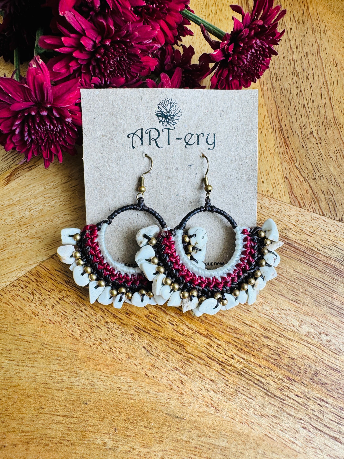 Handcrafted Crochet earrings - white