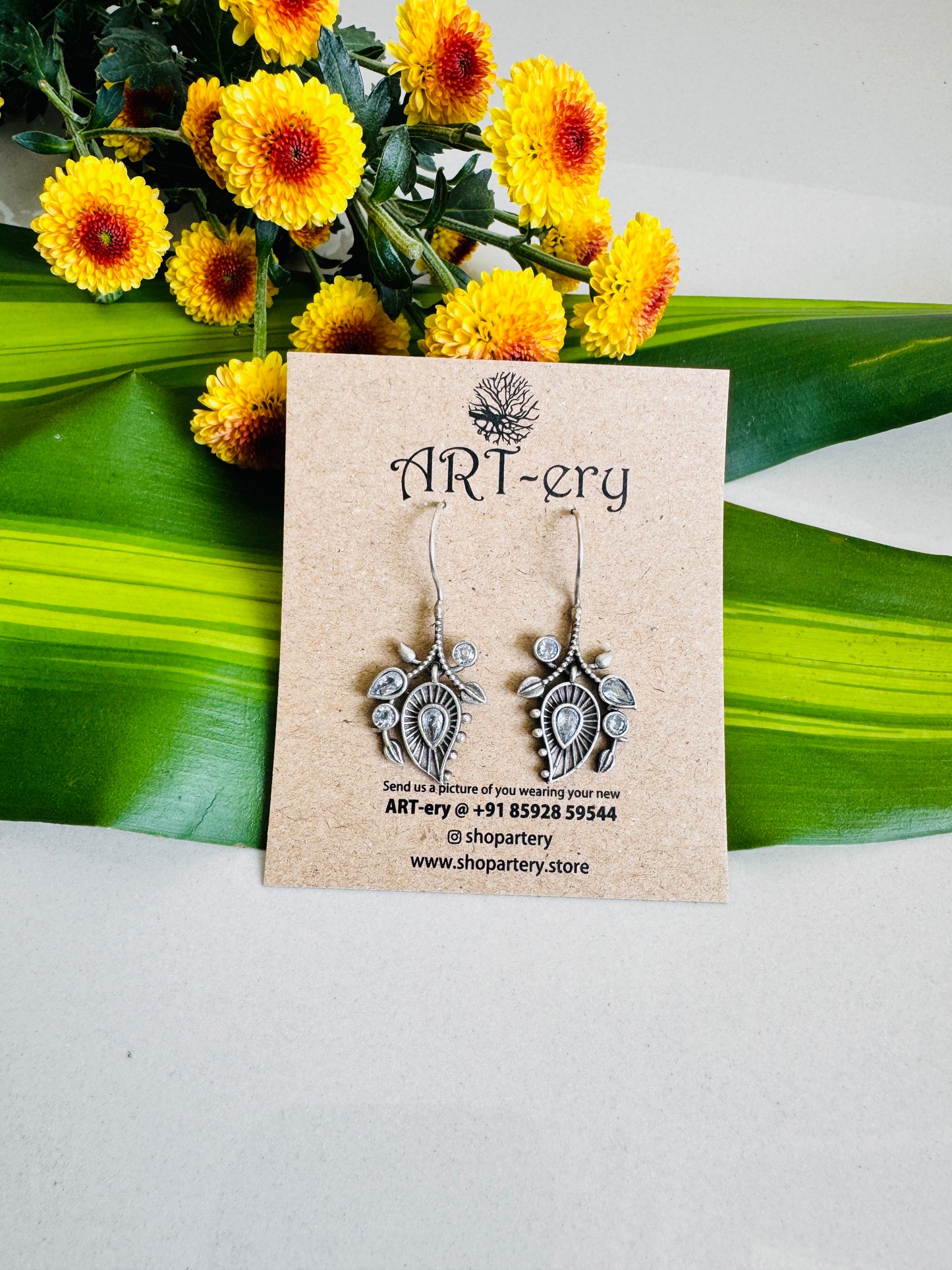 Simple stone drop earrings - white