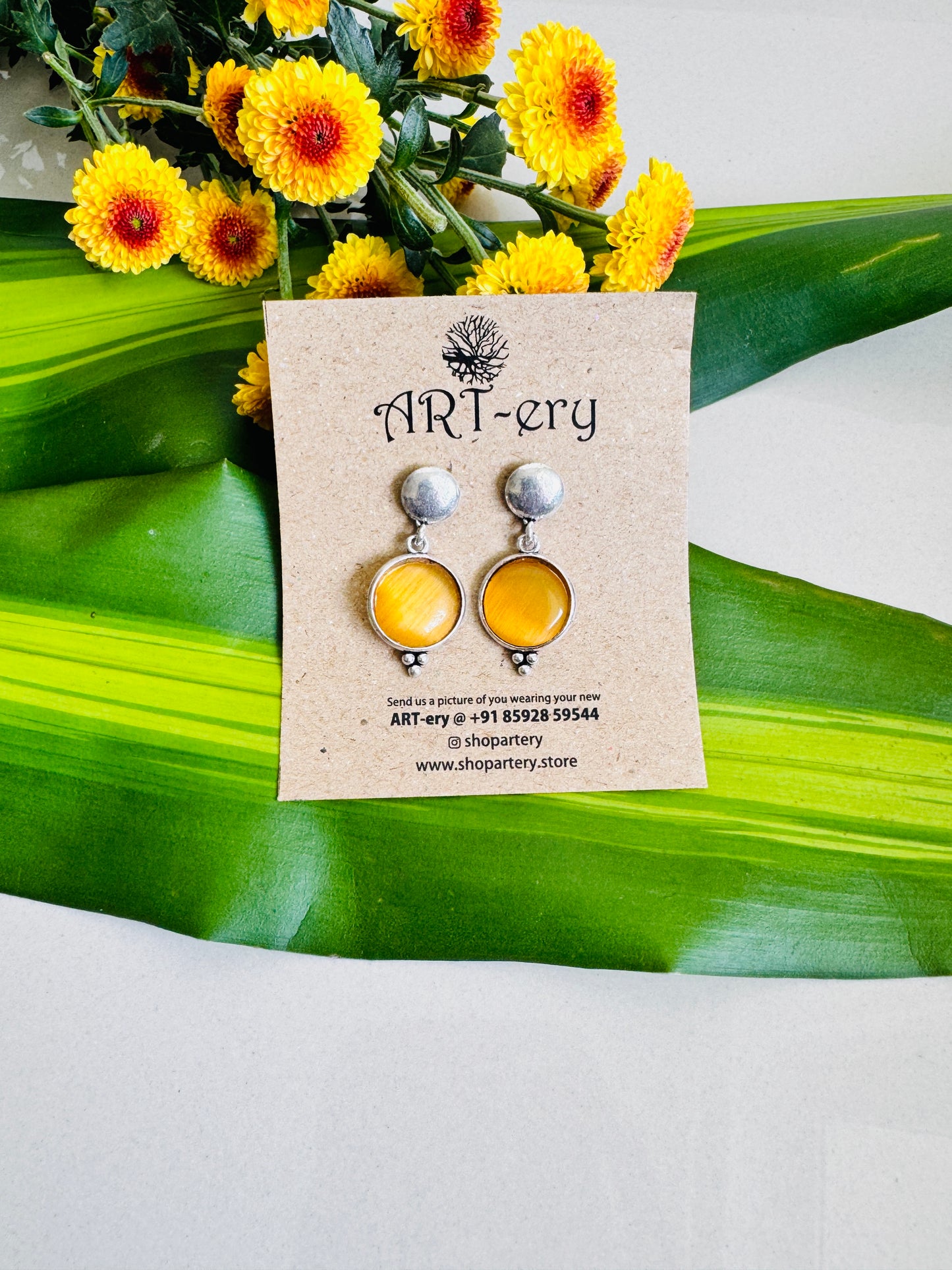 Yellow drop earrings
