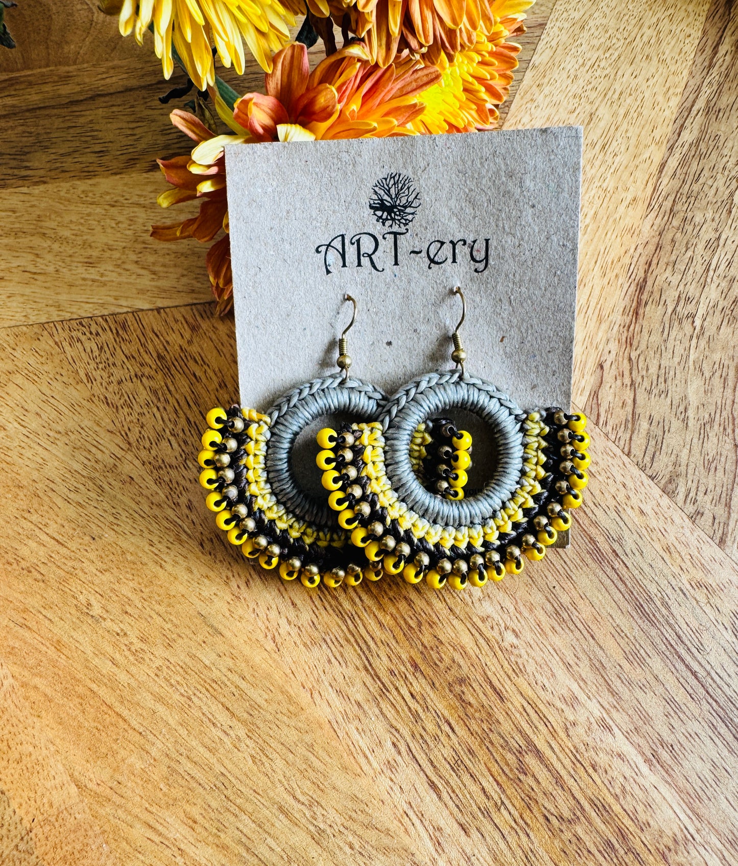Far East collection - yellow thread earrings
