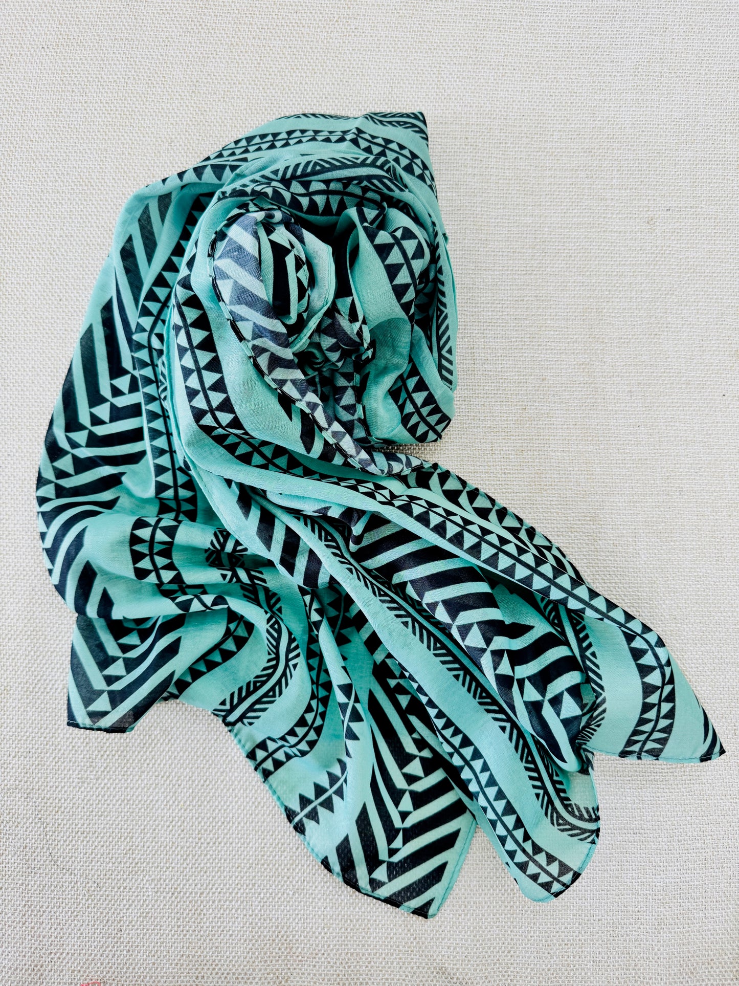 Lightweight Printed Poly-Cotton Scarf for Women Light color scarf - Zig Zag scarf