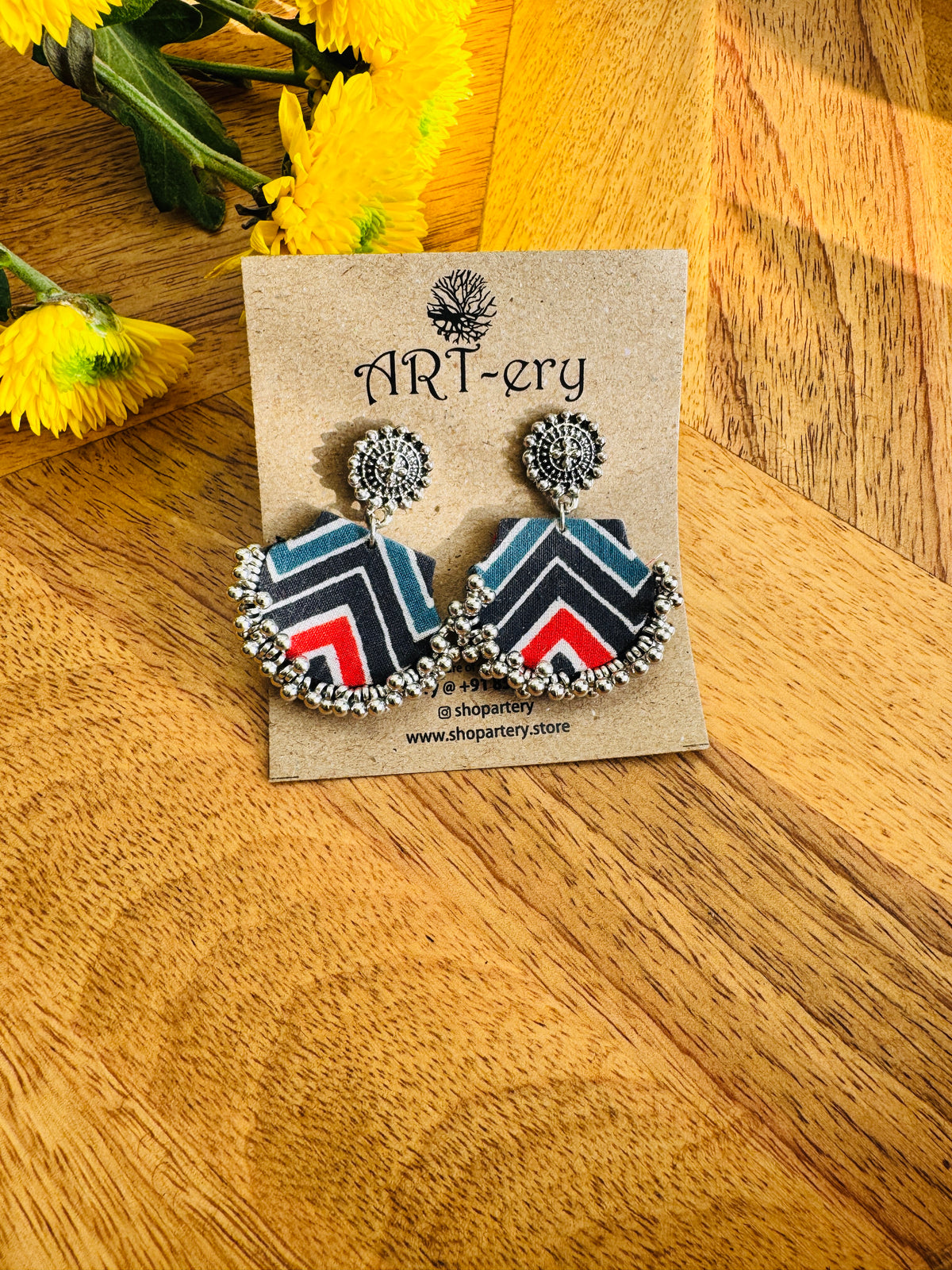 Fabric earrings - Zig zag earrings