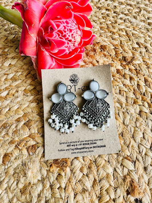 Earrings - Classic White Stone