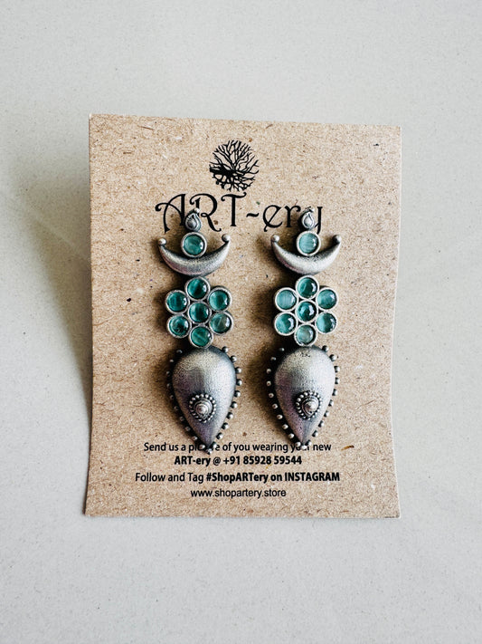 Crescent Earrings with pastel green stones