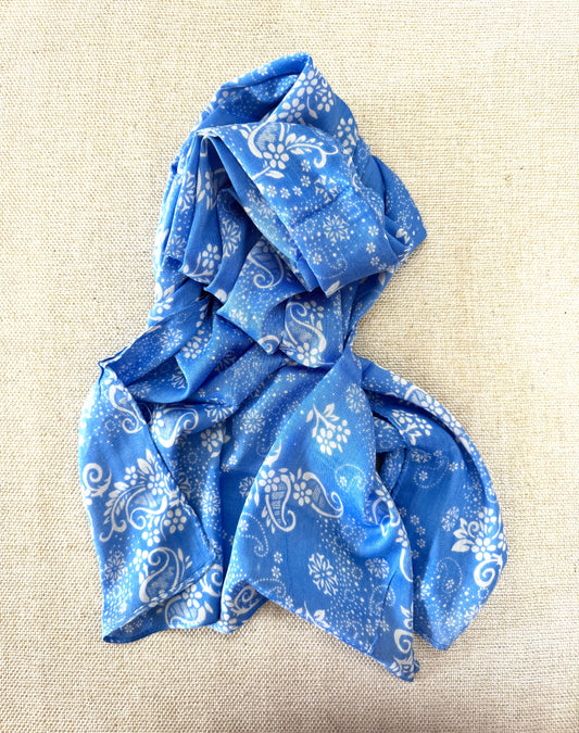 Lightweight Printed Poly-Cotton Scarf for Women Light color scarf - Powder blue scarf