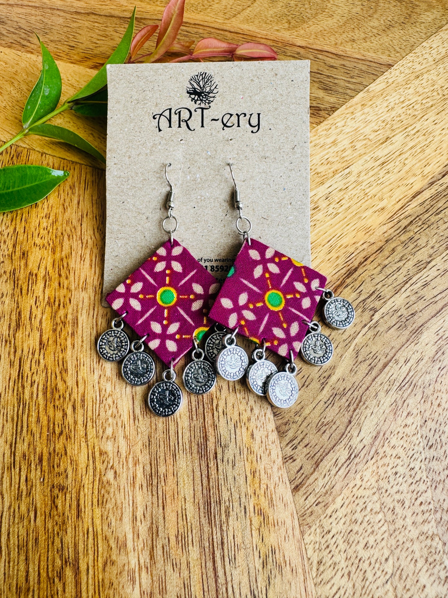 Lightweight Handmade Statement Jewellery - Maroon