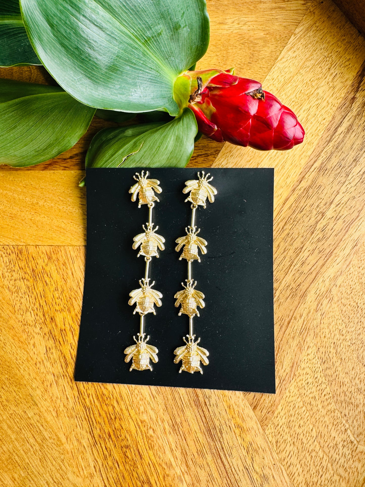 Handmade Brass Dangler Earrings with Natural Stone | Bold Contemporary Statement Jewellery