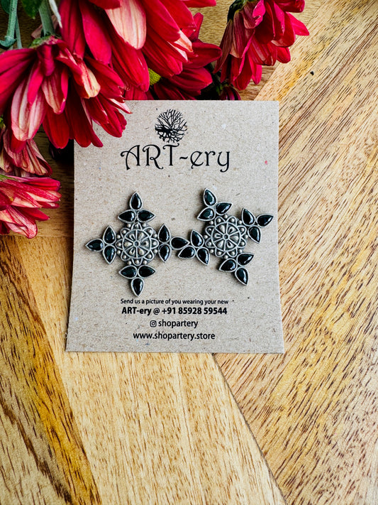 Constellation earrings  - Black oxidised silver
