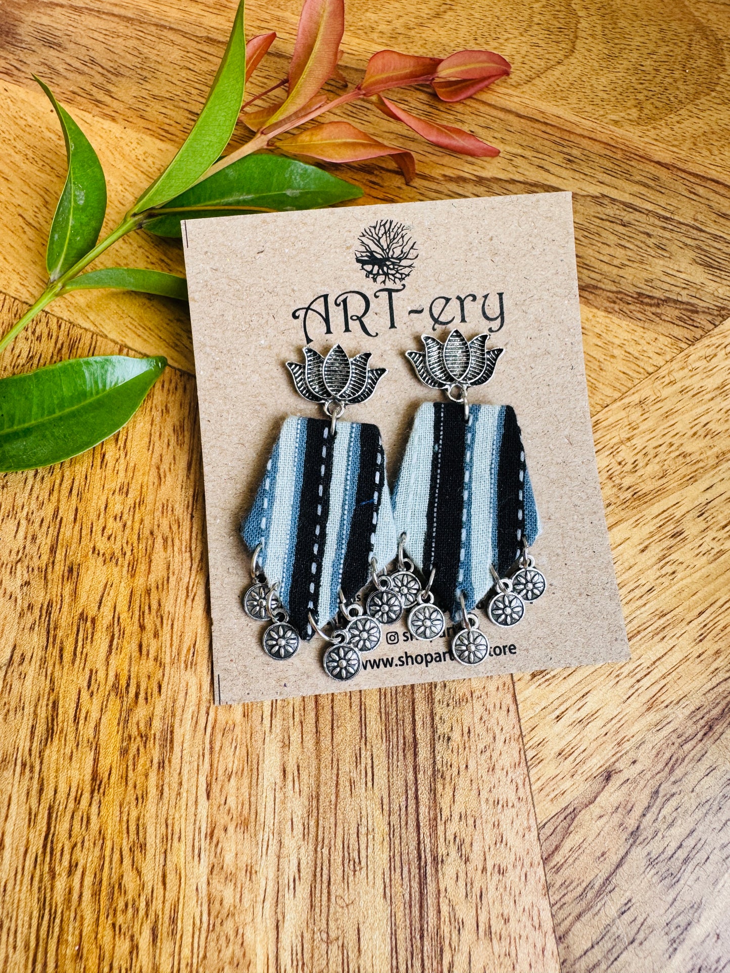 Lightweight Handmade Statement Jewellery - Black and white stripe