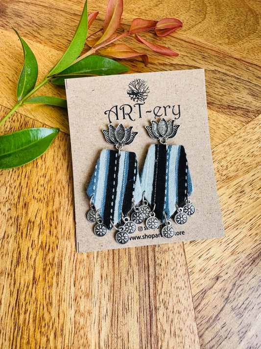 Lightweight Handmade Statement Jewellery - Black and white stripe