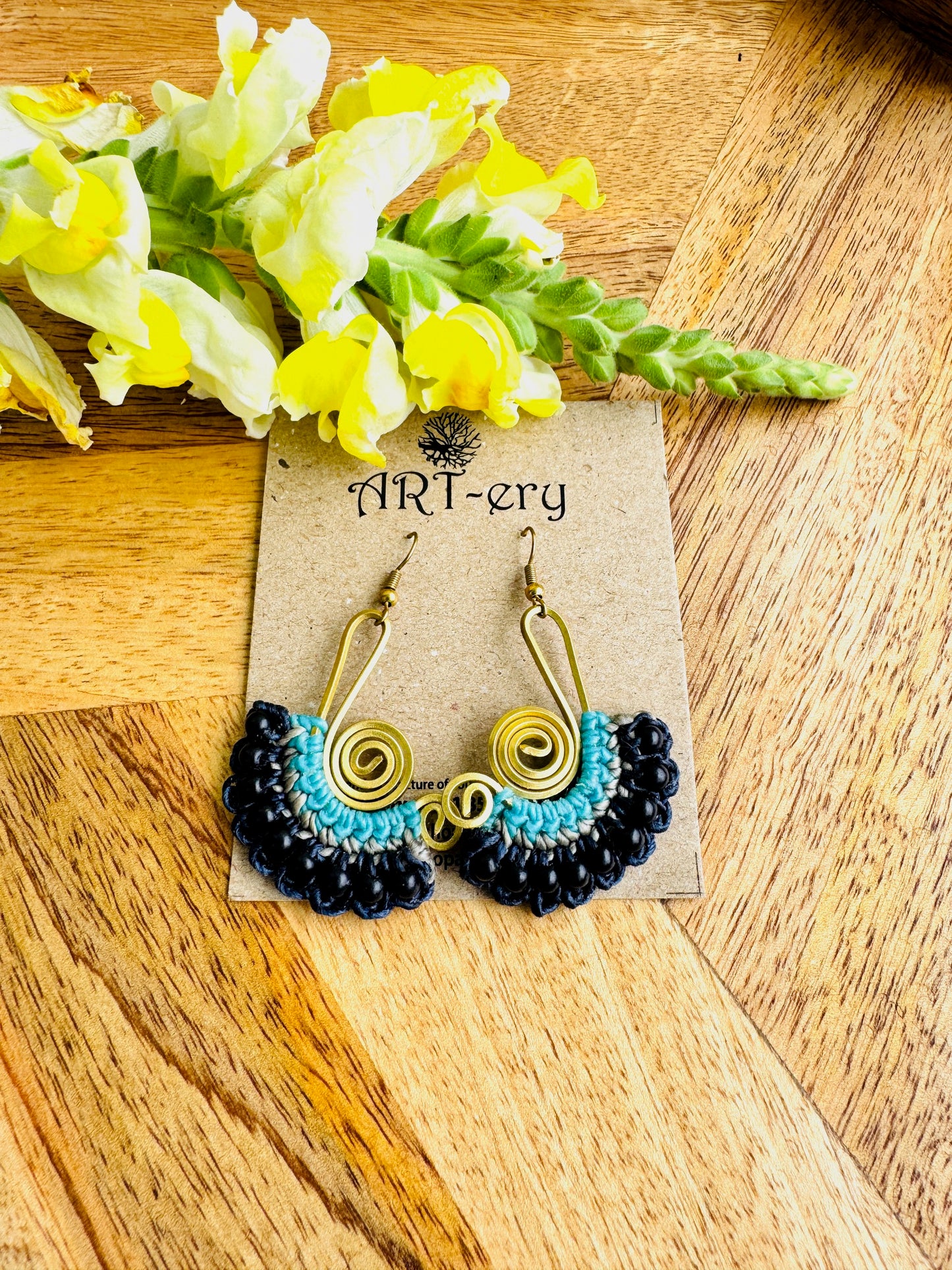 Colorful Beaded Thread Dangler Earrings – Handmade by Far East Artisans | ART-ery Jewellery