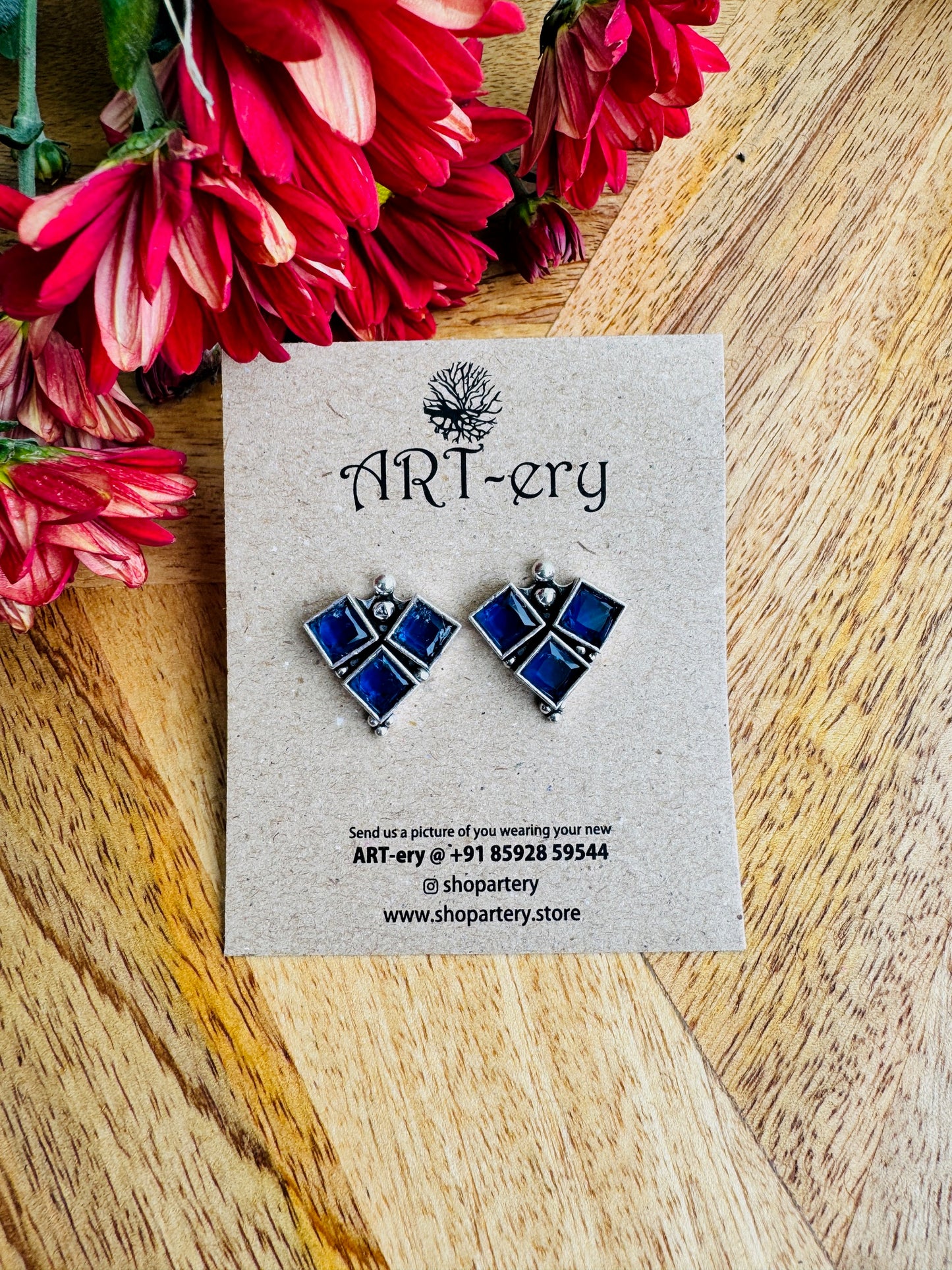 Blue stone triangle stud