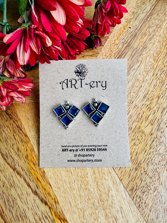 Blue stone triangle stud
