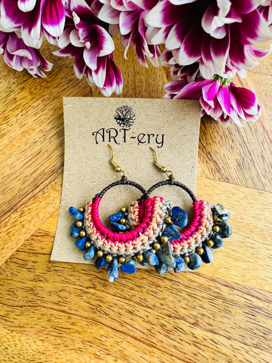 Far east Earrings - Blue and pink crystal earring