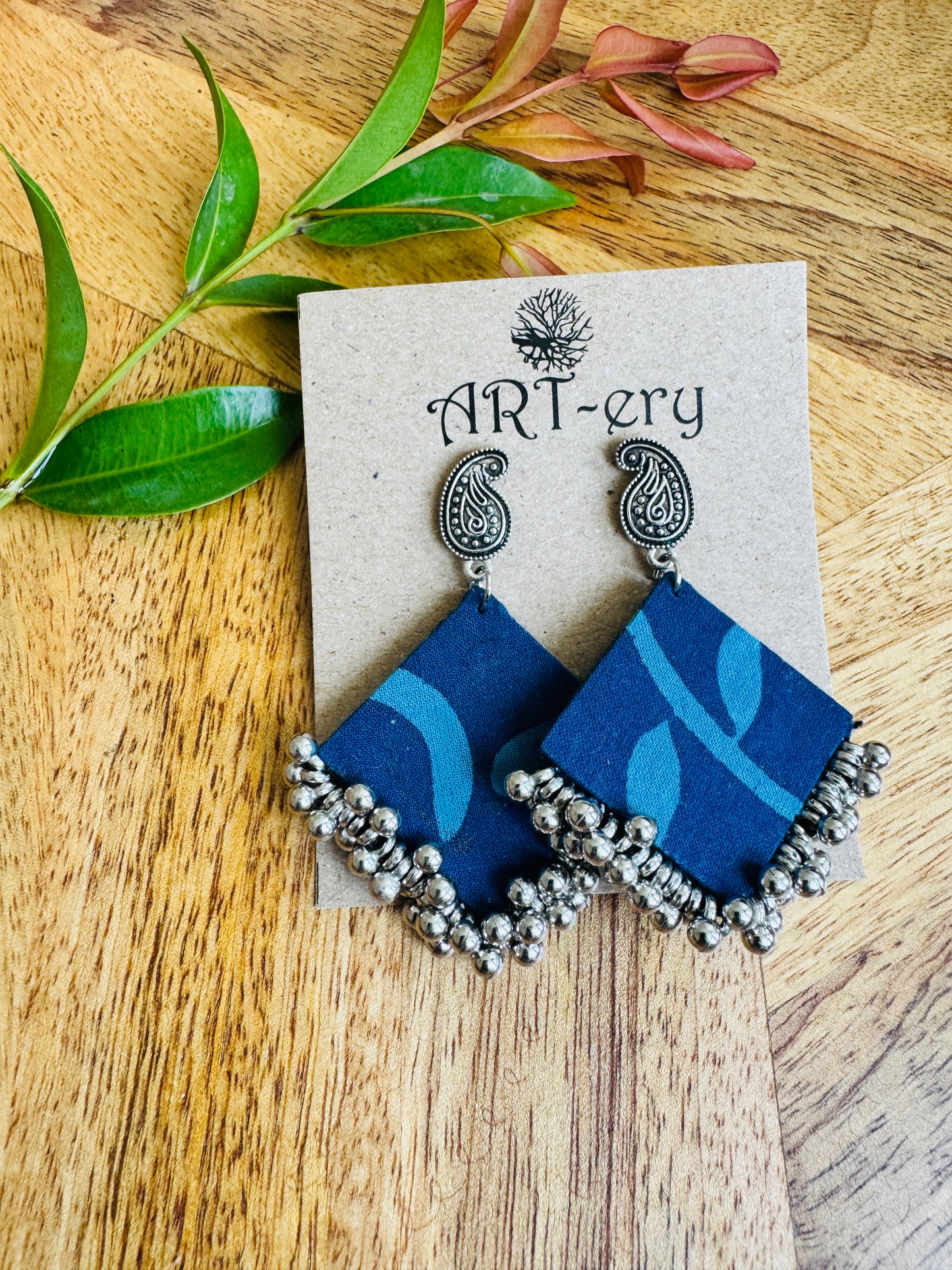 Lightweight Handmade Statement Jewellery - Blue earring