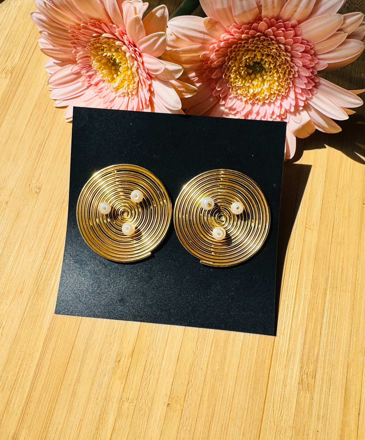 Handcrafted Bold Brass Earrings | Premium Indian Jewellery - Spiral stud