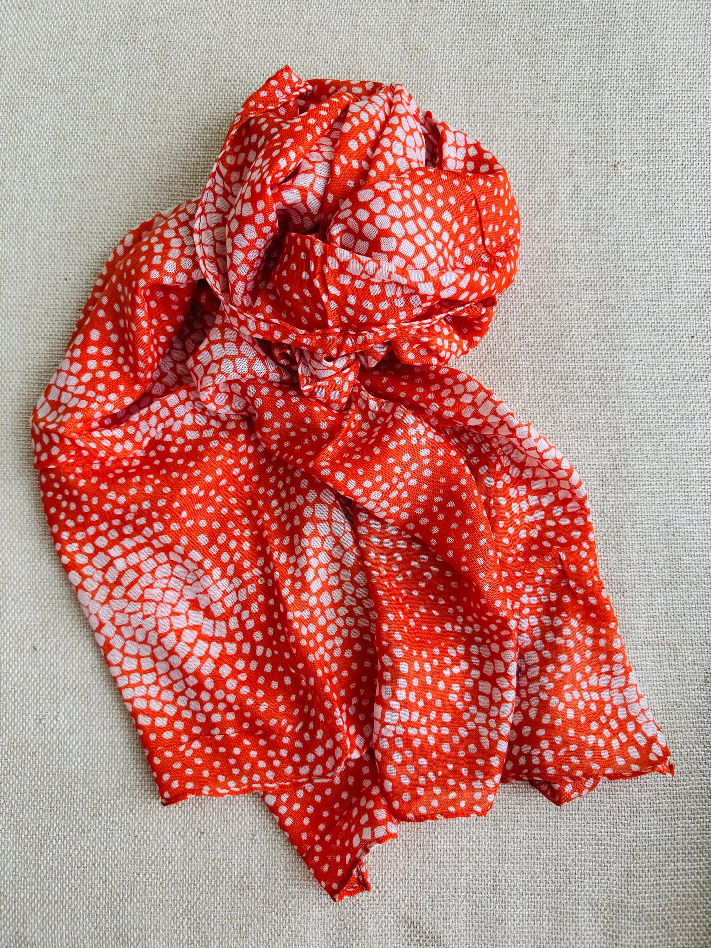 Bright poly cotton scarf - Lightweight long stole - Bright orange scarf