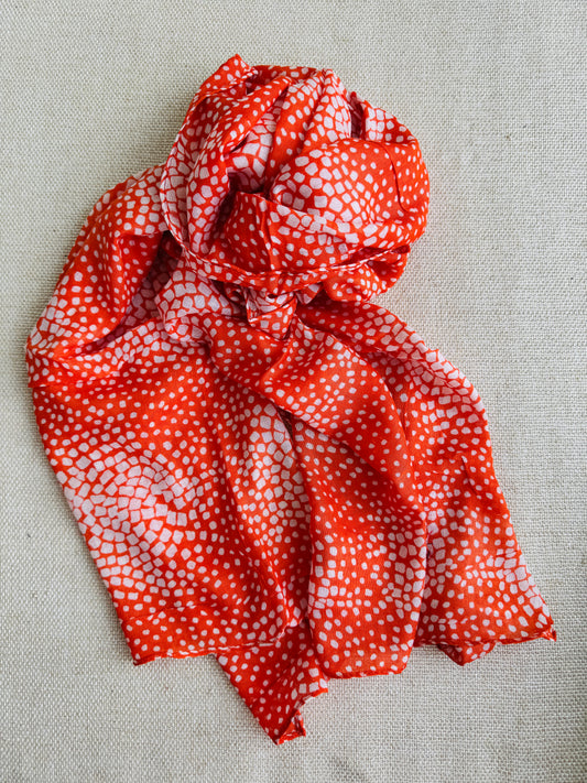 Bright poly cotton scarf - Lightweight long stole - Bright orange scarf