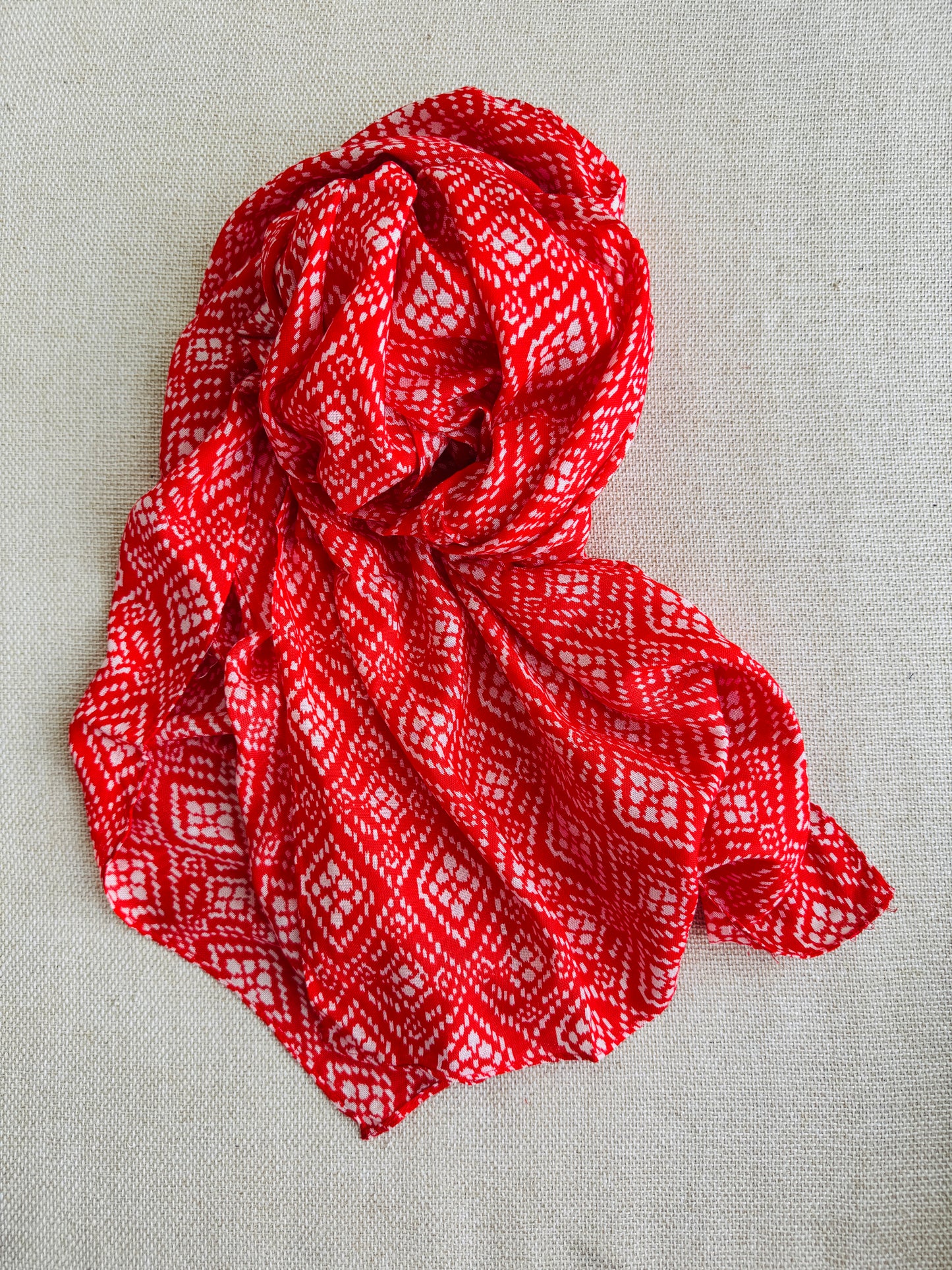 Bright poly cotton scarf - Lightweight long stole - Bright red stole