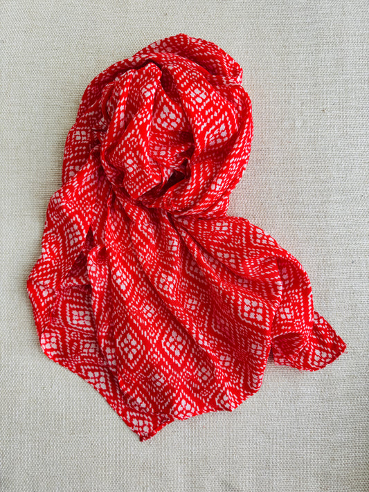 Bright poly cotton scarf - Lightweight long stole - Bright red stole