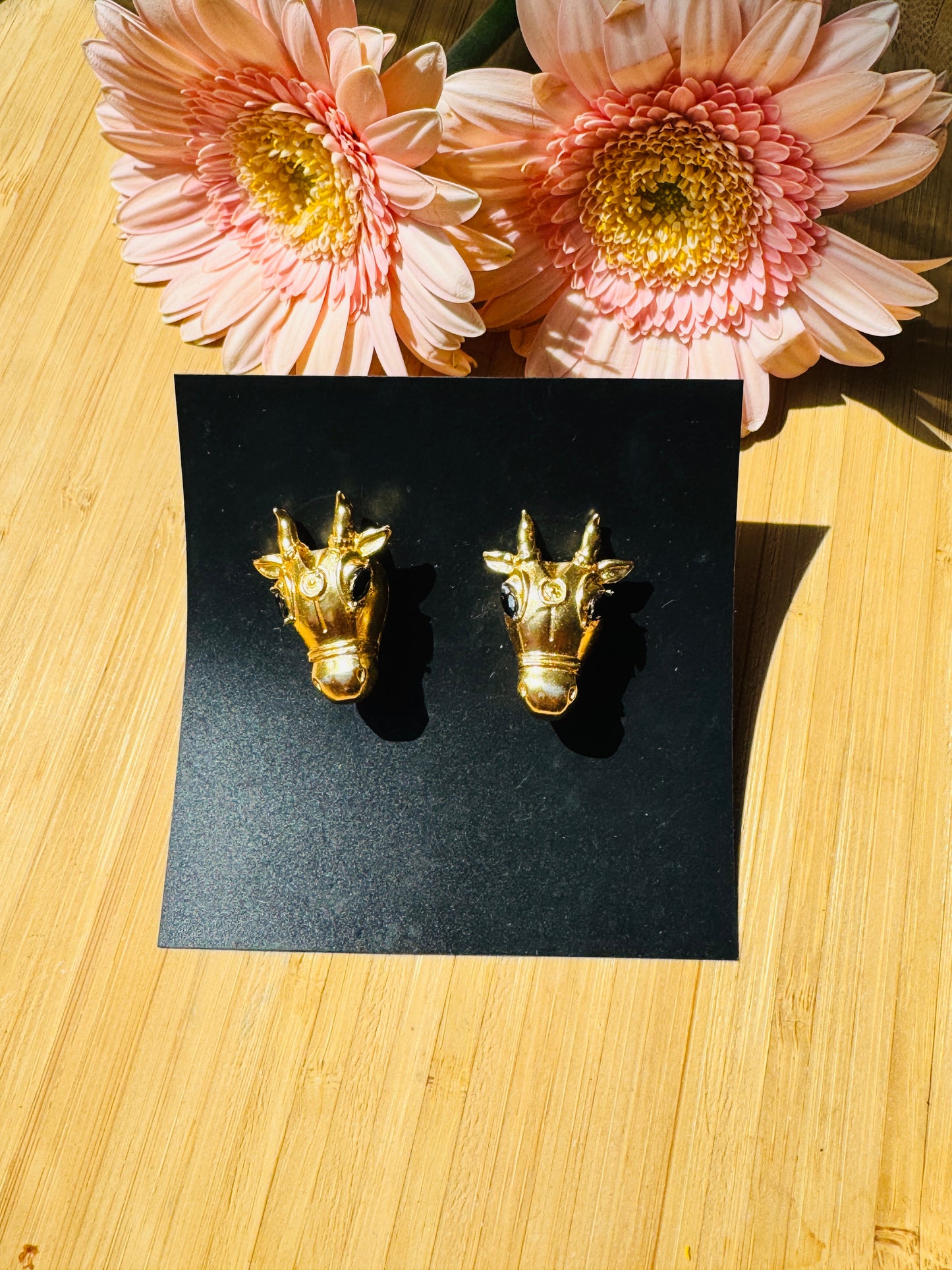 Handcrafted Bold Brass Earrings | Premium Indian Jewellery - Ox stud