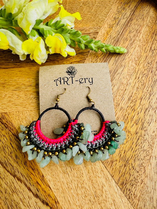 Colorful Beaded Thread Dangler Earrings – Handmade by Far East Artisans | ART-ery Jewellery